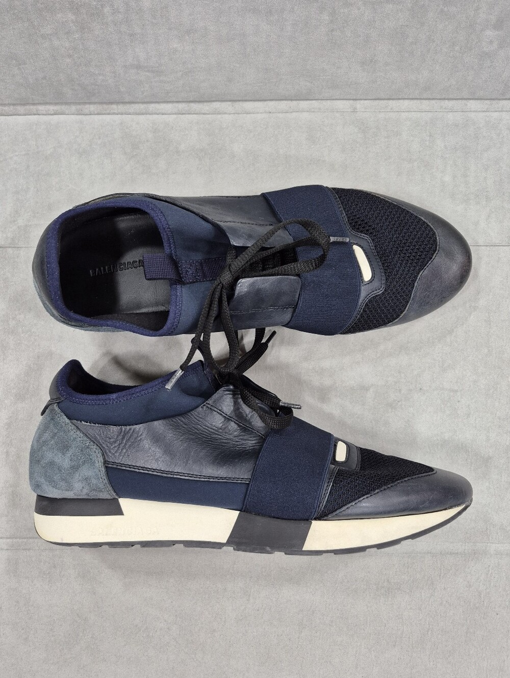 Balenciaga Race Runner sneakers women's 41 US 9 navy blue leather & mesh fabric